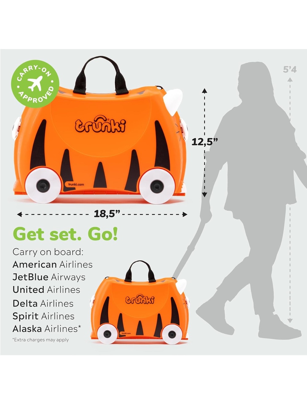Trunki Ride-On Suitcase Orange - Picture 5 of 9